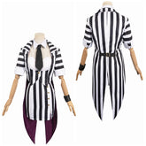 Halloween HORROR Beetlejuice Weiß-Schwarz Damen Cosplay Kostüm Set